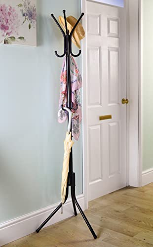 mysmartbuy.com 12 Hook Coat Stand – 172 x 55cm Easy Assemble Stylish Home Hallway Entryway Office Coat Organiser – Ideal for Holding Coats, Jackets, Sweaters, Hats, Scarves, Bags, Umbrellas