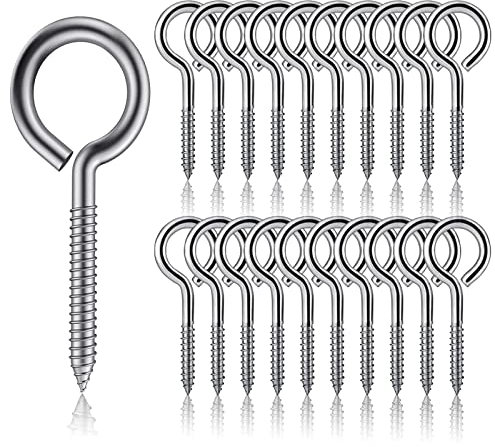 ZEACCT Gancio a Vite con Occhiello, occhielli a vite in acciaio inox 304 20 Pezzi Viti Ad Anello,Gancio a Vite,Occhiello a Vite Gancio Autofilettante, Ganci Occhielli Vite Filettata Vite a Occhiello