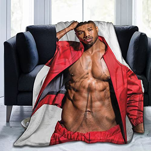 Michael Actor B. Jordan Überwurfdecke, ultraweich, Flanell-Fleece, leichte Überwurfdecke, warme Klimaanlage, Decke für Couch, Sofa, Bett, 127 x 101 cm