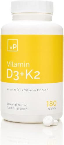 vP Vitality Pro Vitamin D3 4000 iu with Vitamin K2 100ug x 180 Tablets - Third Party Tested - Vitamin D Supplement with K2 MK7 - Vitality Pro