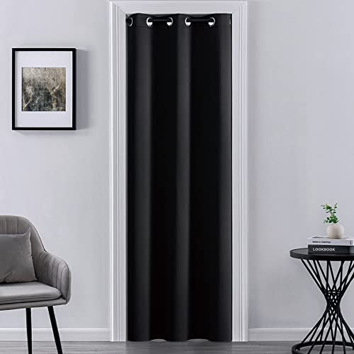 XTMYI Tenda stretta per finestra magra, 203 cm di lunghezza, non blocca lo sfiato del calore, tende spesse e pesanti per l'inverno, colore nero