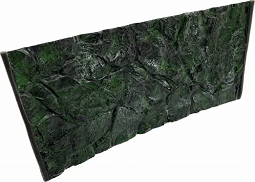 PLASTIKO - Aquarium Hintergrund 3D I Rückwänd 120x50 cm I Leicht zu Montieren und Reinigen I Keine Verklebung Erforderlich I Sicher für Tiere I Grün mit einem Muster aus Niedrigen Steinen