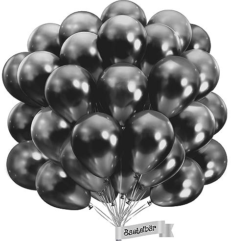 BIO Luftballons Schwarz [25 Stück] Glänzend/Chrome • Ø38cm XXL • MADE IN EU • Umweltbewusst & Kompostierbar Bio Ballons schwarz • 100% Naturlatex • Schwarze Ballons - Luftballons Geburtstag