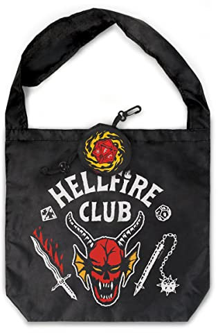 Genuine Fred Stranger Things, Hellfire Club Tote, Schwarz, 15.5 x 14 x 4 inches, Stranger Things