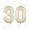 30 Geburtstag Deko zahlen luftballon 30 jahre | Folienballon Beige- für 30. Geburtstagsdeko Männer Frauen Ballon Zahl Deko zum Geburtstag fliegt mit Helium 30.Geburtstagsparty 40-101cm