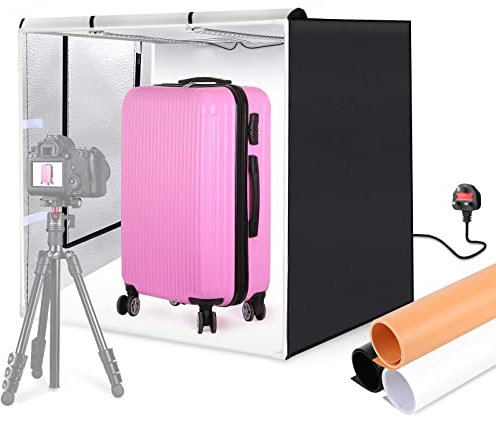 Irfora PU5080 80 * 80 * 80cm Large Folding LED Light Tent Desktop Photo Studio Light Box 80W Softbox 156pcs LED Beads 5500K Dimmable with 3pcs Color Backdrops for Studio Product Photography