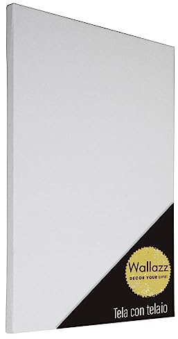 Wallazz Tele per Dipingere Bianca 100% Cotone, Pronte All'Uso su Telaio in Legno di Pino - Set di Tele Bianco Pittura Acrilica, Olio e Acquerello - Per Artisti e Principianti - 50x70cm