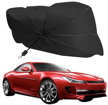Voarge Parasol Paraguas Coche Parasol para Parabrisas Interior, SUV camión,Parabrisas Delantero Protección Solar, para Mayoría de Coches (140 x 80 cm)