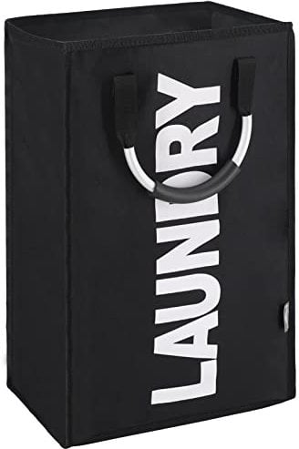 DOKEHOM 50L Collapsible Washing Laundry Basket Bag for Bedroom, Fabric (Black)
