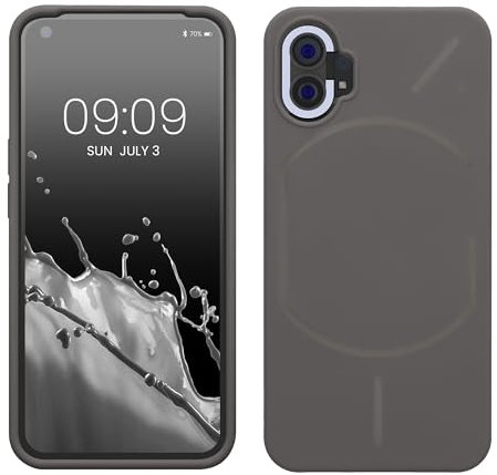 kwmobile Hülle kompatibel mit Nothing Phone (1) Hülle - Silikon Handy Case - Handyhülle weiche Oberfläche - kabelloses Laden - Stone Dust