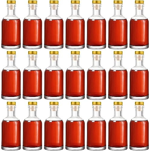 Dandat Confezione da 24 bottiglie vuote in vetro trasparente da 170 ml con tappo di sughero, per whisky, vino, vodka, limoncello, bevande, liquori e alcol, bottiglie vuote per birra fatta in casa