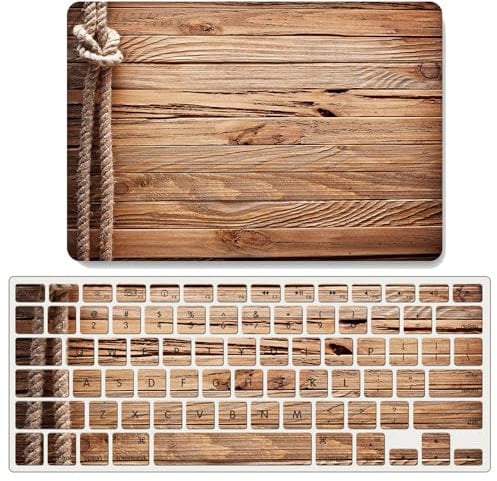 JZ Wood Grain Fall Für MacBook Air 15 with M2 (Models: A2941) Hartschalenkoffer mit Keyboard Cover Set - F