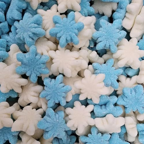 Sweets and Candy® Christmas Snowflakes 1Kg - Bulk Christmas Sweets - Blue and White Gummy Pick and Mix Candies - Xmas Themed Treats - Bulk 1 Kilo Bag - A Sweet Gift Idea or Festive Baking Decorations