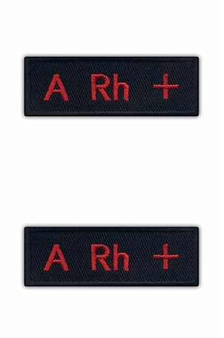 Set von zwei – Blutgruppe A Rh + – zum Aufnähen – bestickter Aufnäher/Abzeichen/Emblem