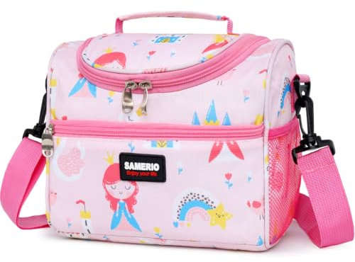 Loncheras Para Ninos Bolsa Térmica Pequeño Porta Alimentos 7L Hermética Plegable Nevera para Mujer Niñas para Escuela Oficina Playa Viaje Camping (Castillo)