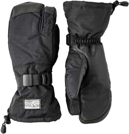 Hestra Unisex Gauntlet Sr 3-Finger Handschuh Wasserdicht Winddicht Isolierte Handschuhe für Skifahren Snowboarden Herren Damen - Schwarz/Schwarz - 8