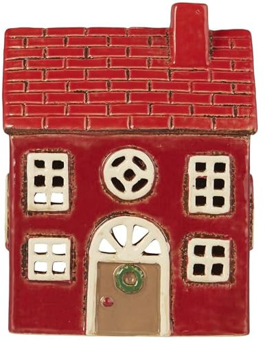 IB Laursen Lichthaus STILLENAT Rotes Dach Tür Braun mit Rundbogen 17 cm Keramik