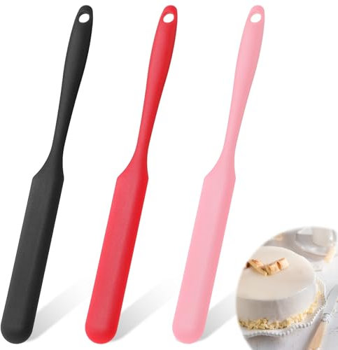 3Pcs Silicone Scraper, Long Handle Heat Resistant Rubber Jar Scraper, Kitchen Jam Spreader, Sourdough Spatula, Blender Spatula for Jars, Baking, Cake Icing