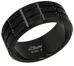 s.Oliver Ring Edelstahl Herren Ringe, Schwarz, Kommt in Schmuck Geschenk Box, 2038878