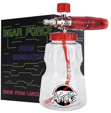 BEAR FORCE Aluminium-Hochdruckreiniger, Schaumgenerator, 0,6 cm Schaumlanze, Schnellspanner, verstellbare Düse, Hochdruckseifenspender (1 l)