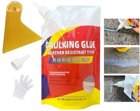 Dichtungskleber Für Beton – 500 G Wasserfestes Reparaturdichtmittel Für Plattenbetonrisse | Betondichtmittel Zur Reparatur | Betonkleber Für Die Reparatur Von Dachlücken Im Außenbereich