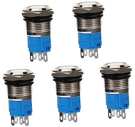 CHILDWEET 5 Stück 16 Mm Momentschalter 12V Wasserdicht Rostfrei LED Selbstsperrschalter Für Schrankbeleuchtung Mit Bewegungsmelder Unterbauleuchte Wlan Lichtschalter