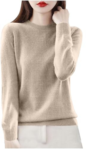 Cashmere Sweaters for Women UK Clearance Fashion Comfort Pullover Sweaters Casual Crewneck Sweater Dressy Long Sleeve Sweaters Knitted Base Shirt Winter Solid Soft Warm Knitted Pullover Jumpers M-XXL