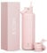 Meoky Insulated Water Bottle for Women: 710ml Stainless Steel Sports Water Bottle with Straw - Keeps Cold 24 Hours for School Gym - Students Commuters, Blush