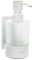 Dolvhin® Dispenser Sapone a Parete Senza Forare | Dosatore Liquido in Vetro Satinato | Supporto Inox con Dosatore | Dispenser di Sapone Adesivo da Muro | Dosatore Detersivo 250ml | Bianco Opaco