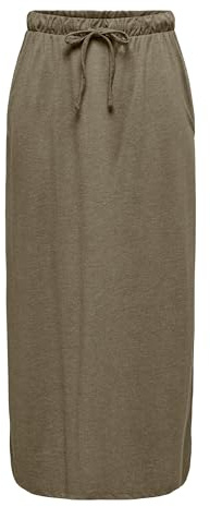 JDY Damen Maxirock mit elastischem Bund und Kordelzug, lässiger Stil, elegant, Farben:Olive, Größe:S