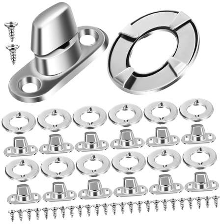 DIYEAH Lot De 20 Attaches Rotatives Pour Bâche Œillet Fixation En Tissu Fixation Pour Harnais Bouton Rotatif Réglable Pour Bateau Œillet Et Goujon En Acier Inoxydable Argenté