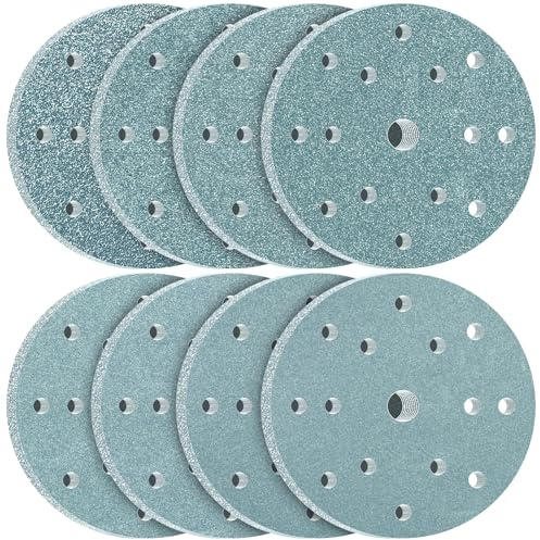 KONGMING 80 Stück Schleifpapier 150mm Klett 80-600 Körnung | 15 Loch Aluminiumoxid Schleifscheiben Exzenterschleifer Holz Metall Auto Polieren Entrosten
