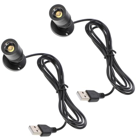 MAGICLULU 2 Pièces Petits Spots Led Usb Pour Armoire Lumière Led Intérieure Sous Meuble Cuisine Projecteur Mini Spot Avec Angle Réglable Pour Présentoir Bijoux