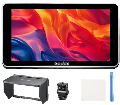 Godox GM6S Pro Kit 1 DSLR Camera Field Monitor, 5.5 Inch Touch Screen, 2000 Nits 4K HDMI Input/Loop-Through, 3D LUT Import, HD 1920x1080 IPS, Screenshot, On-Camera Monitor with Sunshade Hood