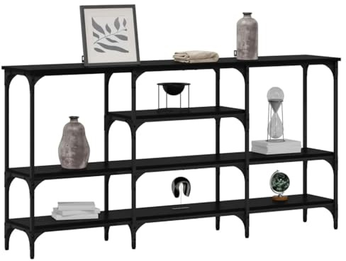 vidaXL Console Table Black oak 160 x 29 x 80 cm Engineered wood, Contemporary Entryway Console Table, Rectangular, Durable, Adjustable Feet, Chic Design, Urban Aesthetic Furniture Piece
