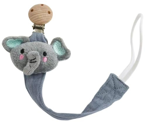 Schnullerkette für Babys, 2 Stück, Baumwolle, 27 x 7 x 3 cm, Schnullerhalter für Babys, und Mädchen, Clips, Anti-Verlust, Tierform, für kleine Gurte, Schnuller, Ring