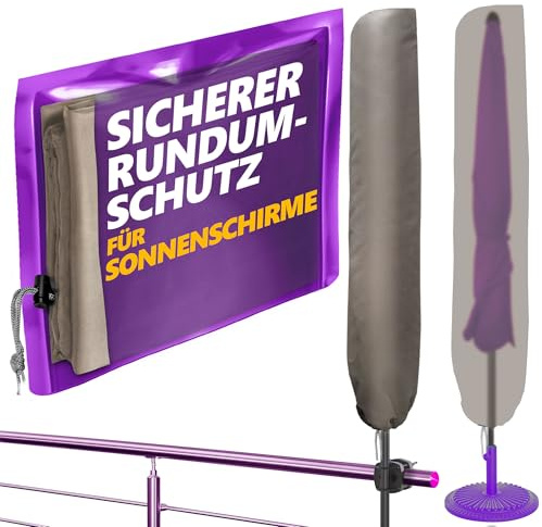 4smile Sonnenschirm Schutzhülle für Schirm 2 m Ø / 2 m x 1,25 m, Taupe | Wetterfeste Schutzhülle, Strapazierfähige Sonnenschirmhülle, Polyester Schirmhülle, Abdeckung Sonnenschirm