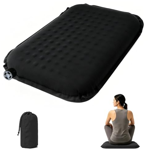 YNNHUDEEP Sitzkissen Outdoor Selbstaufblasend 40x33x5 cm, Faltbares Camping Sitzkissen Wetterfest, Ultraleicht 184g, Aufblasbares Kissen für Wandern, Picknick, Stadion, Reise (Schwarz)