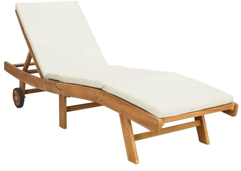 vidaXL Sonnenliege Braun und Creme Polyester, Outdoor-Lounge, moderner Sonnenlieger, bequemer Stuhl mit Rückenlehne, stapelbar, Coole Gartenmöbel