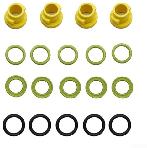 19 Pieces Nylon High Pressure Washer Seal Kit for 2.880-001.0, O-Ring Gaskets for Car Wash Machine Connections and Water Pipes, Green Black Yellow