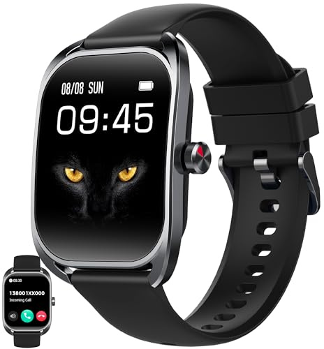 MYSHUN Smartwatch Damen Herren mit Telefonfunktion, 2,01 Fitnessuhr Smart Watch, 100+ Sportmodi Fitness Tracker, IP68 Wasserdicht Sportuhr für iOS Android (Schwarz)