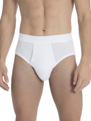 Calida Men's Cotton Classic Brief w/Fly & Soft Waistband, 23112, White, L