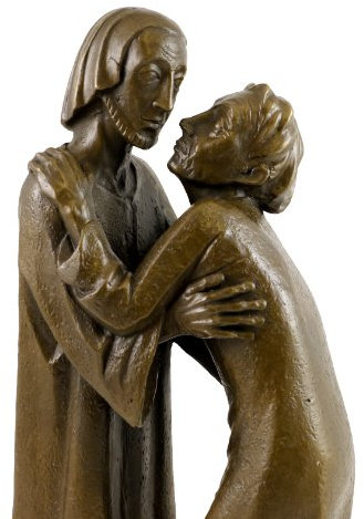 Das Wiedersehen (1930) - Ernst Barlach Skulptur - 100% Bronze - Christus und Thomas - Wohndeko Design Edel - 35 Plastiken - Bronzefigur - Deko Figuren - Kunst