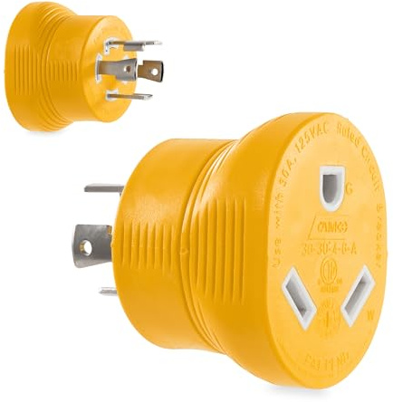 Camco 55338 PowerGrip 30 Amp 4-Prong Generator Adapter, Yellow