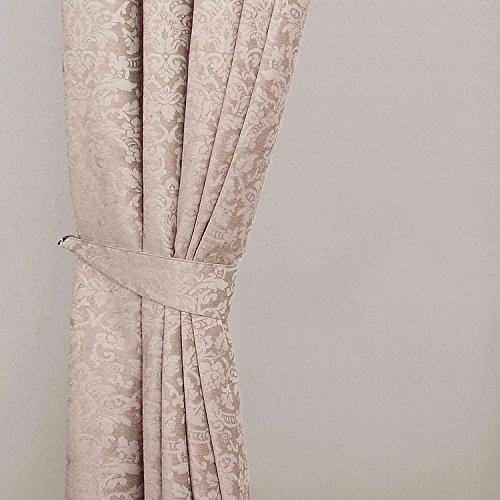 Homescapes Latte Super Luxury Velvet Jacquard Tie Backs Pair, 2 Tie Backs for Curtains – Coordinating with Chenille Thermal Pencil Pleat Curtains. FREE SWATCHES AVAILABLE
