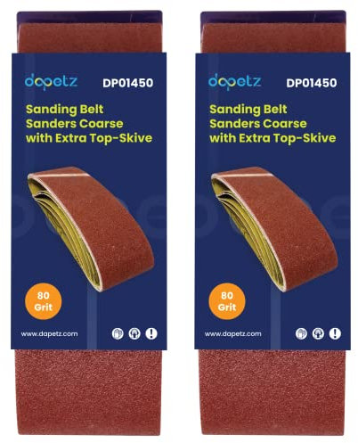 Dapetz ® Sanding Belts 60 x 400mm Aluminium Oxide Abrasive Fabric 80 Grit for Power Belt Sander Grinding Polishing Sharpening Derusting Paint Varnish 10PCS