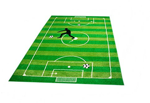 CARPETIA Kinderteppich Spielteppich Jungen Kinderzimmer Teppich Fußball grün Größe 80x150 cm
