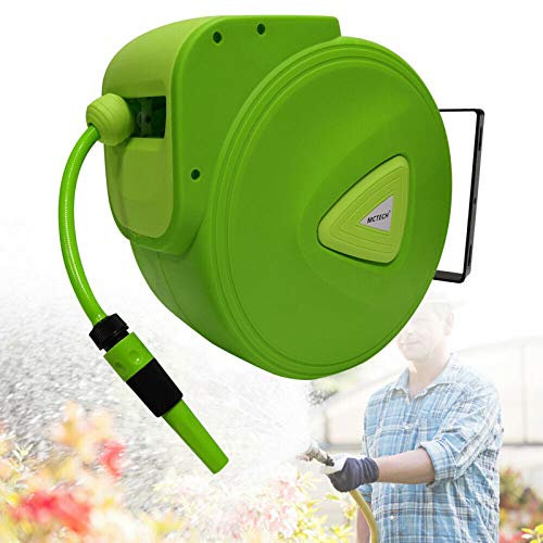 HENGMEI Schlauchtrommel Mobile mit 30 m + 2m Schlauch - Schlauchaufroller Automatischer Schlauchbox 180°schwenkbar für Bewässerung, Autowäsche
