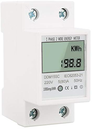 LCD Digitale Stromzähler 5(80) A kWh-Zähler DDM15SC 2P Einphasen-Energiezähler