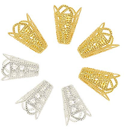 PandaHall Elite 340 stücke 2 Farben Eisen Hohl Filigrane Blume Perlenkappen Metall Endkappen Spacer Erkenntnisse für Ohrring Armband Halskette Schmuck DIY Handwerk Machen, Goldene/Silber